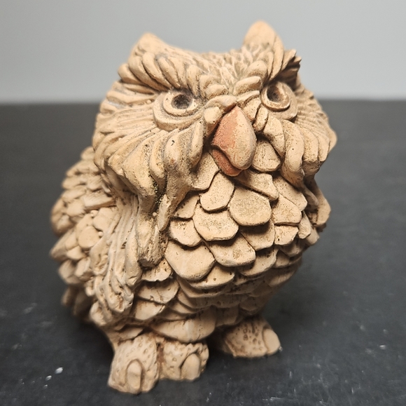 Vtg 1979 UNITED DESIGN HANDMADE BROWN OWL CLAY POTTERY FIGURINE 3/83 - Picture 1 of 7